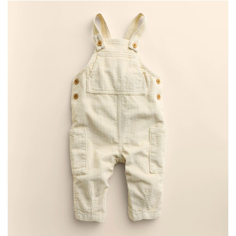 NWT!! 4T - Cream Corduroy Jumper/Overalls with Pockets Unisex